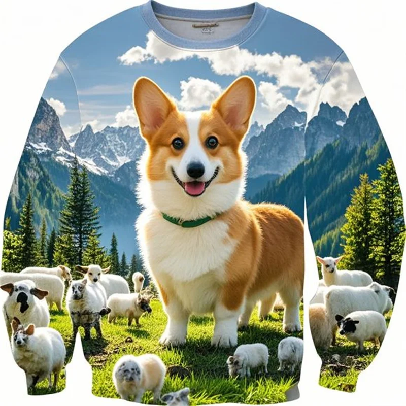 Smiles Corgi Sweatshirts For Men Women Kid Clothes Overszize Harajuku Pullover Casual Sports Tracksuits Tops Sheepdog Hoodie