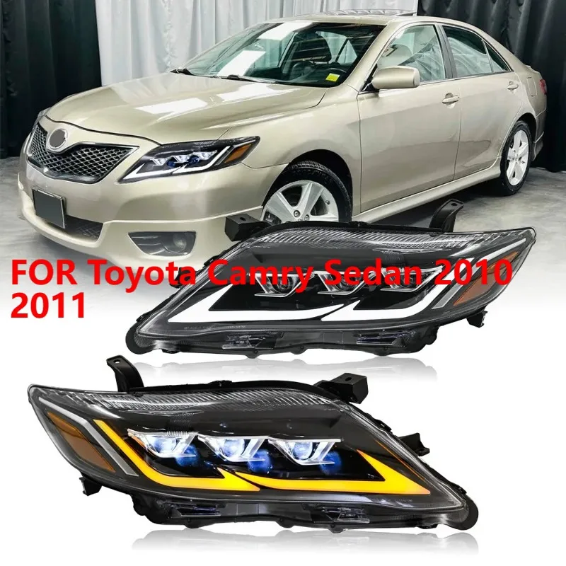 

1 комплект светодиодных фар в сборе для Toyota Camry Sedan 2010 2011 DRL, комплект последовательных передних фар
