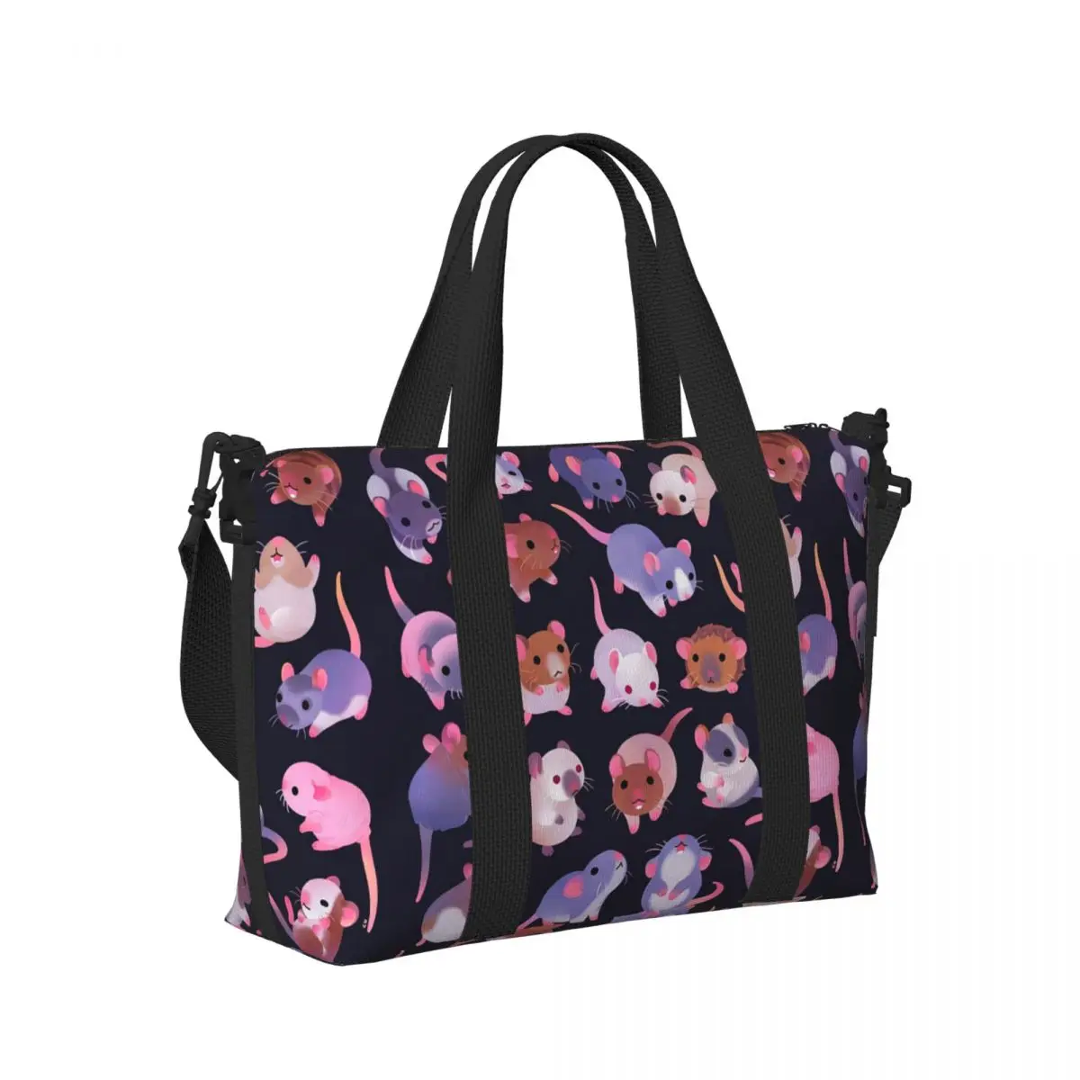 

Fancy Rat Dark Beach Дорожная сумка Большая вместительная сумка-тоут для тренажерного зала Йога Женская дорожная сумка для покупок