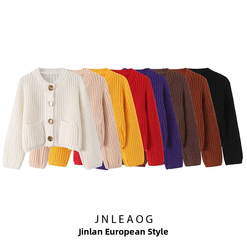 JNLEAOG Women's Comfortable Knitted Cardigan Multi-Color Summer New Style Autumn Coarse Needle Open-Shirt Polyester Fiber