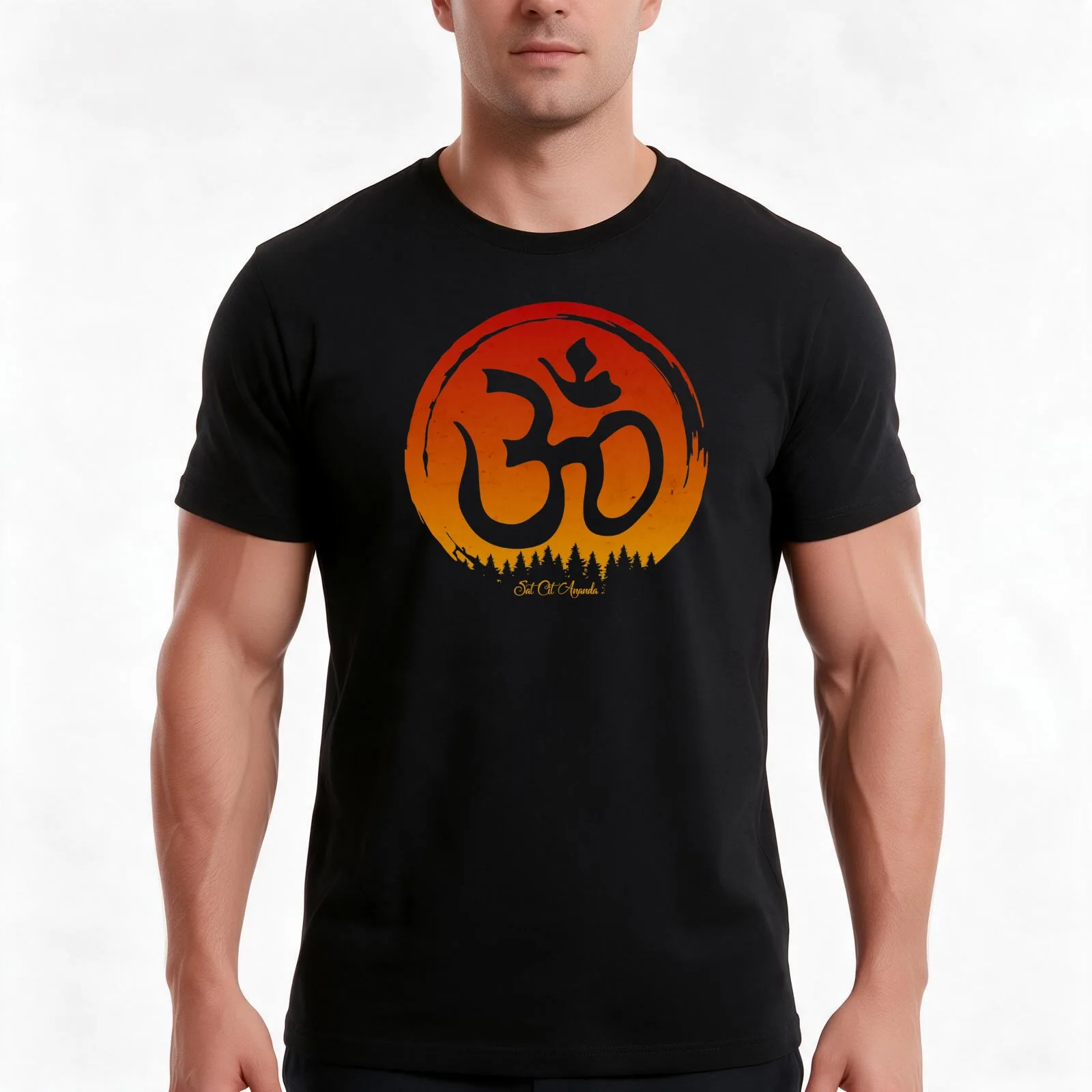 Sat Chit Ananda Sign Meditation Satchidananda Written Sanskrit Yoga Vintage Symbol T-Shirt, Summer Casual Cotton Tee