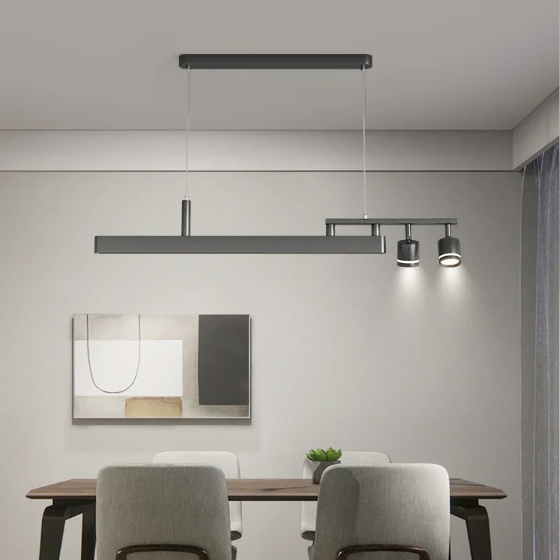 

Modern minimalist restaurant pendant lights iron long strip creative dining table pendant lights home decor lighting fixtures