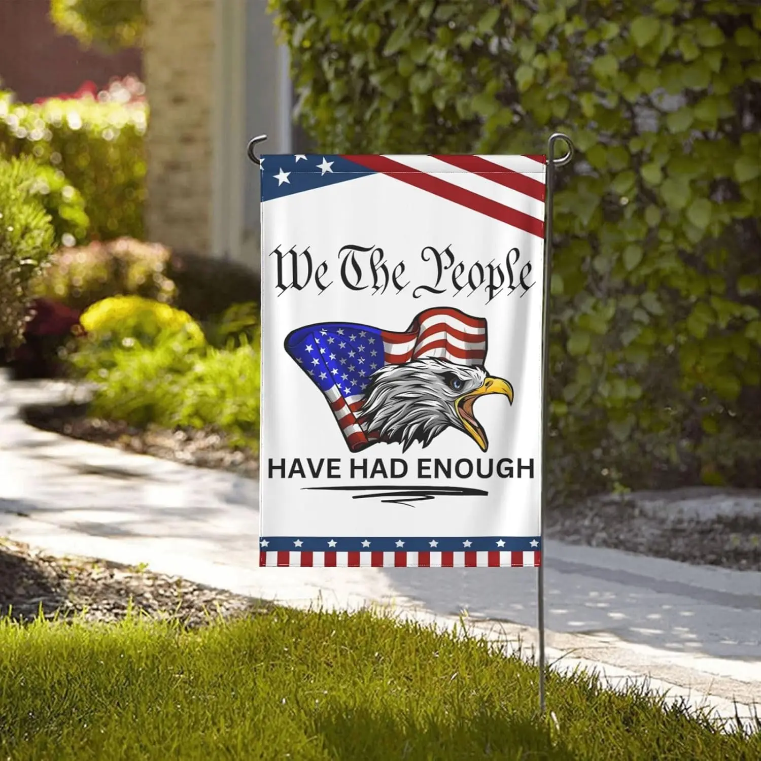 We The People Have Had Enough Garden Flag, We The People Flag, Patriotic Retro Double-Sided Banner For Outside Inside Decor  ZZM