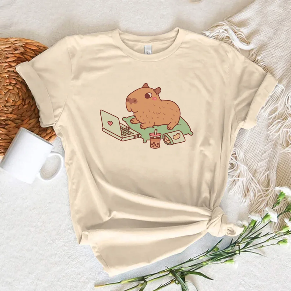 

Capybara t shirt women graphic blend top girl funny streetwear y2k clothes