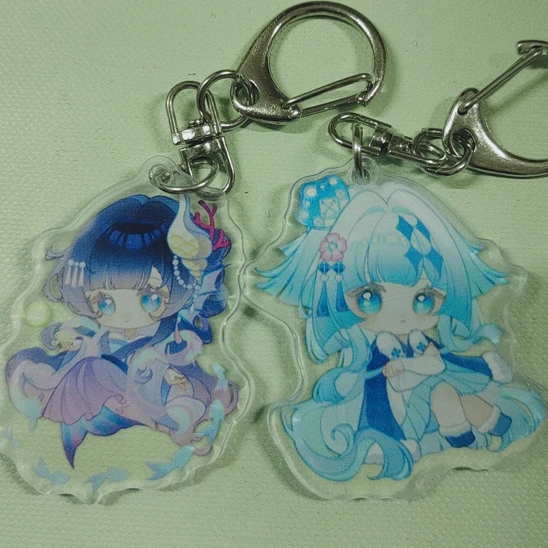 2Pieces Game  Key Chains Two-sided Keyring Helektra Hysilens ApoRia432 Cerydra HubRis504 Acrylic Pendant