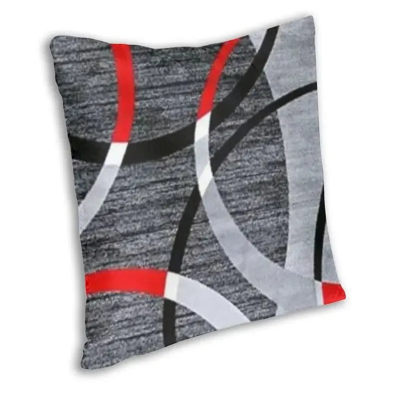 Abstract Gray Red Swirls Modern Pillow Cover Home Decorative Geometric Pattern Car Cushion Triangles Black White and Yellow