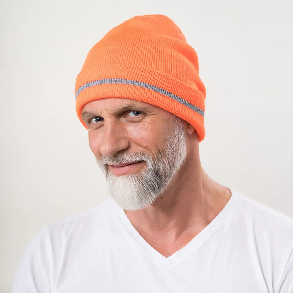 2Pcs Reflective Knit Beanie Winter Hats High Visibility Warm Outdoor Cycling Skiing Knit Hats for Men Crochet Cap