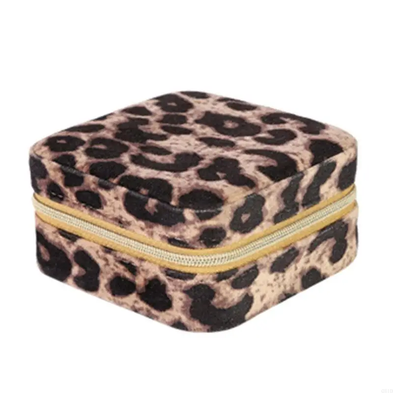 Trendy Leopard Print Jewelry Storage Pouch Leopard Print Jewelry Holder Soft PU Protective Travel Case for Accessory