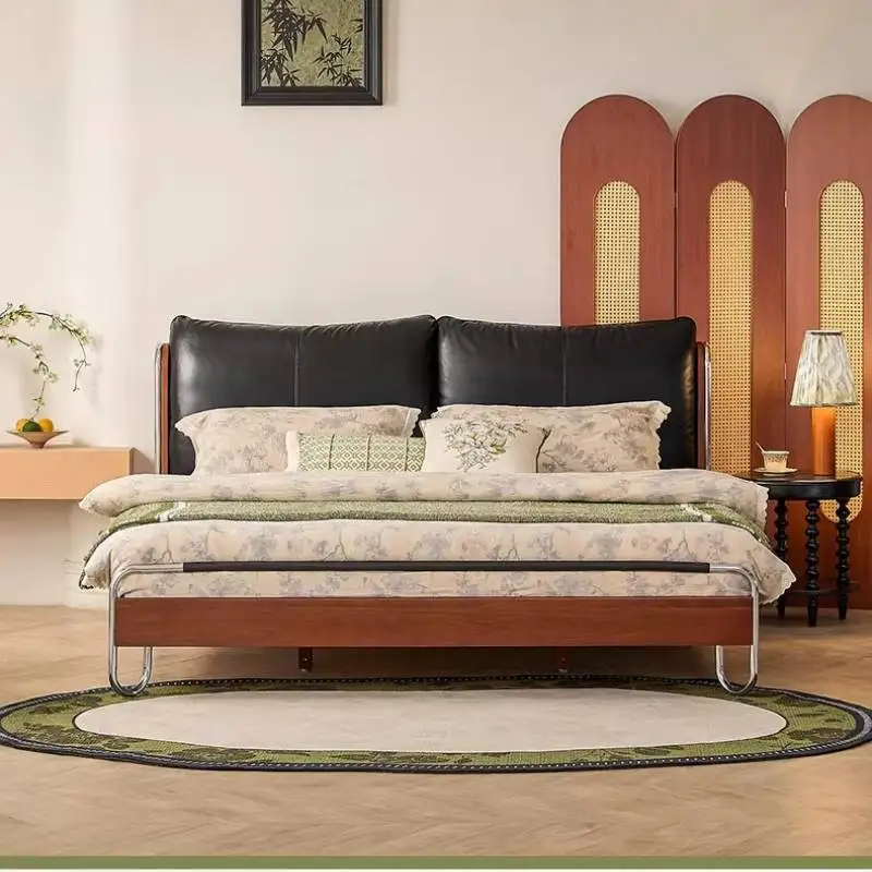 Juego de bases de cama con soporte a tierra, decoración vintage, para dormitorio, muebles para el hogar, cama doble, cama tipo caja, cama matrimonial