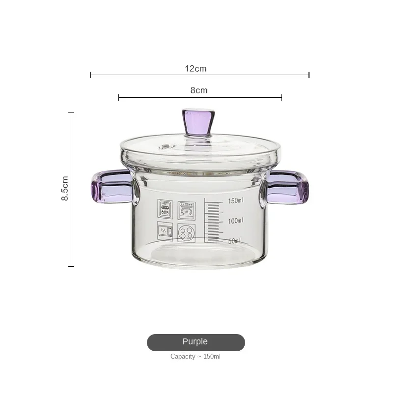 Pentola in vetro borosilicato ad alto contenuto di INS, pentola per zuppa binaurale resistente al calore, adatta per cucinare a fuoco aperto