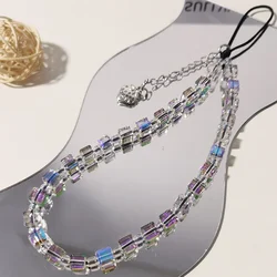 Mobile Phone Lanyard Short Wrist Strap with Strawberry Pendant Square Sugar Bracelet Mobile Phone Strap Anti Loss Side Hang