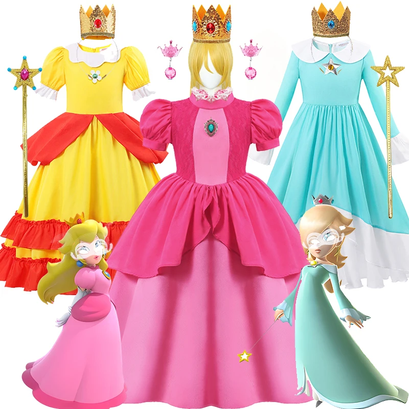 

Peach Princess Cosplay Dress Movie Pink Rosaline Ball Gows for Prium Carnival Princess Girl Cosplay Costume New Fancy Clothing