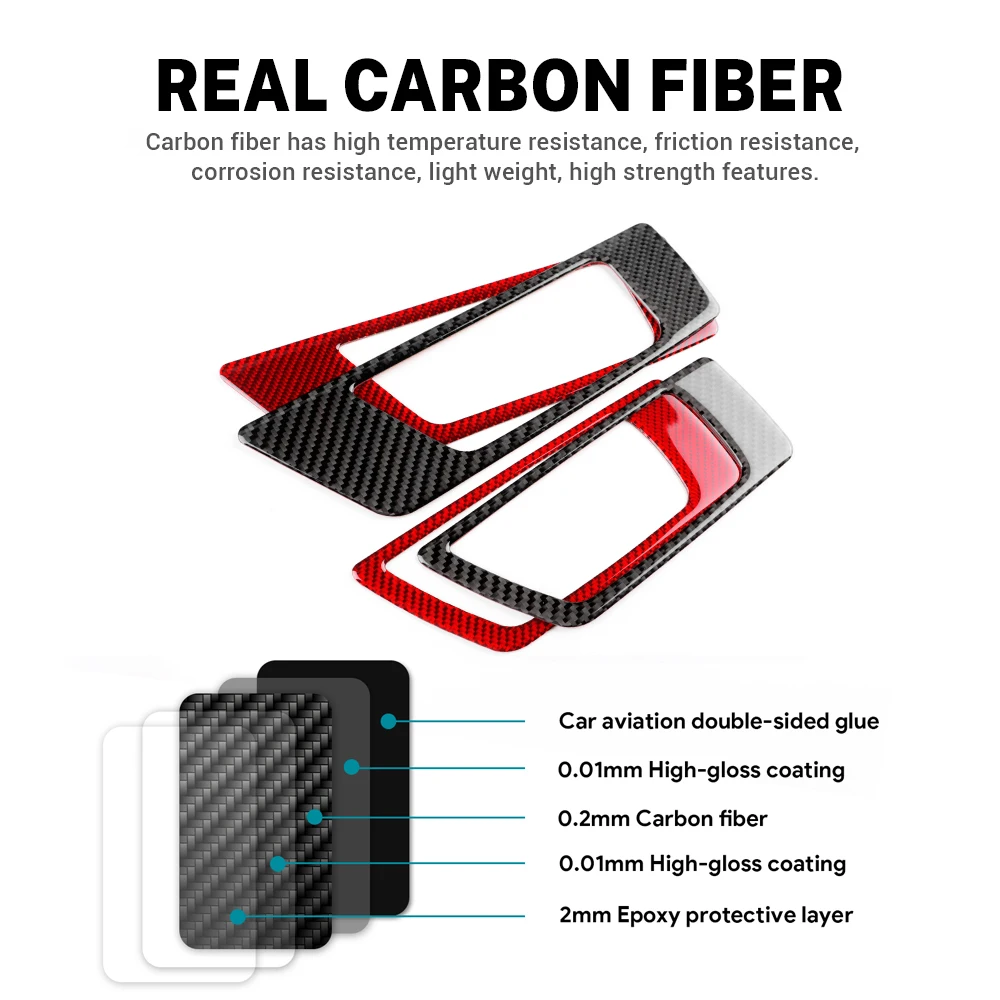 Real Carbon Fiber Sticker For Subaru Legacy Outback 2010--2014 LHD RHD Car Door Handle Bowl Frame Cover Trim Accessories