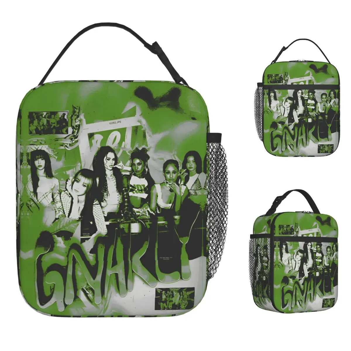 

Корейский стиль KATSEYE Gnarly сумка для обеда портативный ланч-бокс для девочек офисная графическая сумка-холодильник винтажная водонепроницаемая сумка-тоут для еды