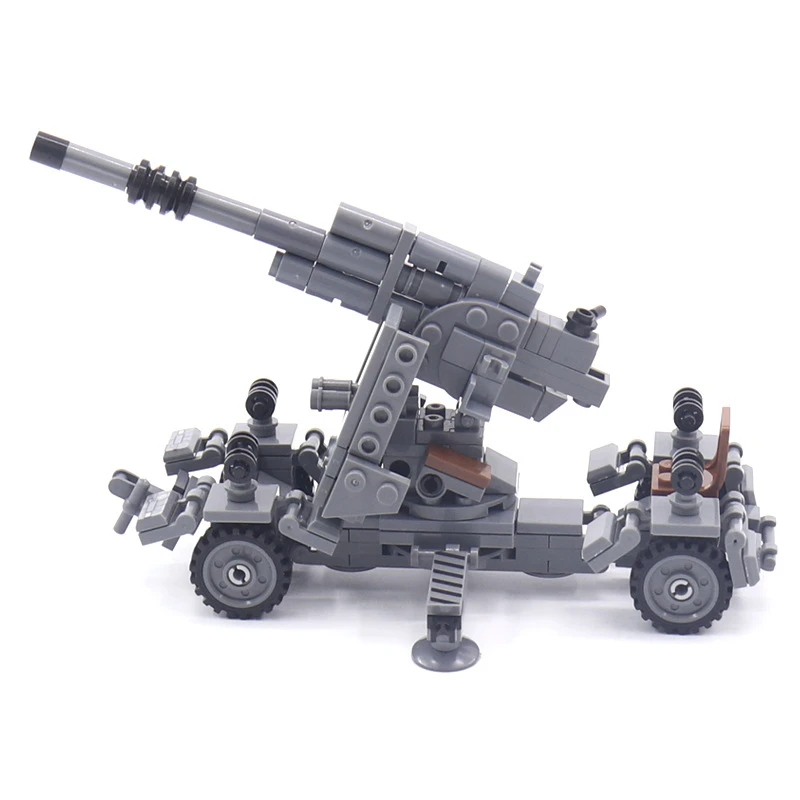 MOC 88mm Anti-Aircraft Gun Tank  War Military City Vehicle Car Building Blocks Classic Model Bricks Kits Sets Ideas