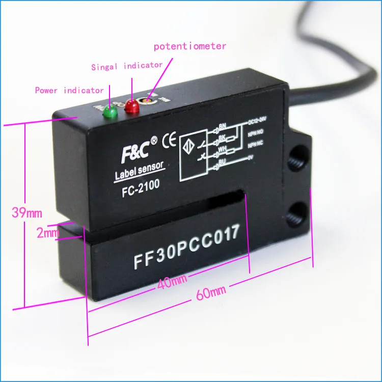 F&C FC-2100 smart label sensor for non-transparent label, metal label detection