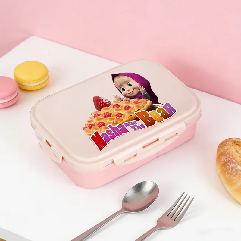 

Cute Bento Box with Spoon Fork Student School Lunchbox Girls Picnic Food Storage Containers Women Officw Dinner Case Kids Gift