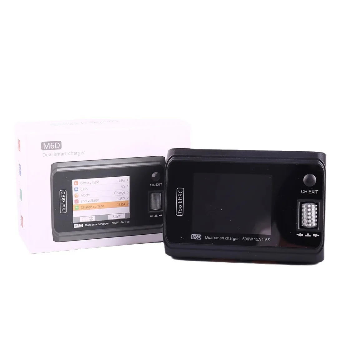 ToolkitRC M6D V3 Dual Channel Smart Charger DC 500W (15A×2 / 25A Sync) for 1-6S LiPo LiHV LiFe LiIon Battery RC Drone Black