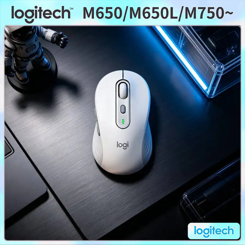 Logitech M650 Signature Wireless Mouse - SilentTouch Tech, Recycled Plastic Components, Multi-Platform Compatibility, 10m Range