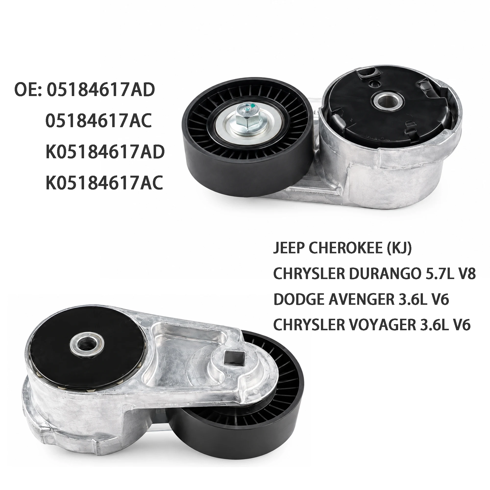Auto Accessory Belt Tensioner OE 05184617AD 05184617AC for Dodge Grand Caravan Avenger Jeep 3.0 3.6L Chrysler 200 Town 2011‑2024