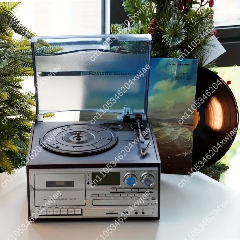 All In One Vintage Vinyl Player Bluetooth Speaker CD Cassette USB Radio Multifunctional Home Audio Music Player For Indoor Use
