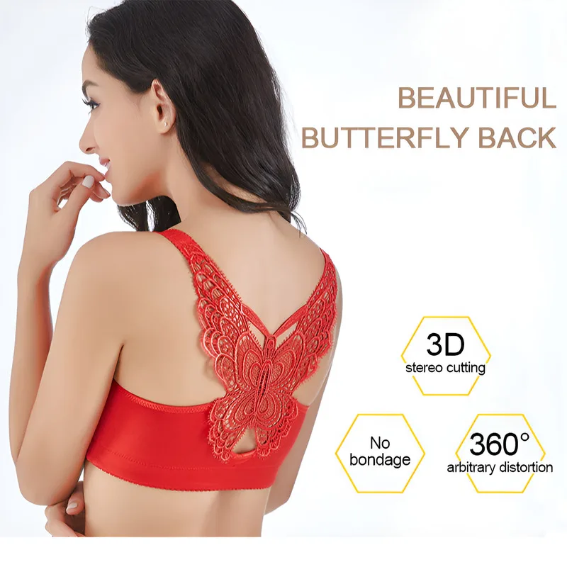 Large size ABCDE cup smooth bra 💓Front buckle beautiful back 💓Concentrated bust sexy no steel ring 💓Beautiful back fat