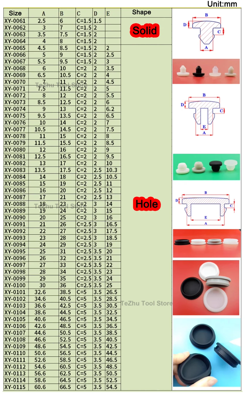 2.5mm-60.6mm Black Solid Silicone Rubber Caps T Type Plug Cover Snap-on Gasket High Temperature Resistance Short Seal Stopper