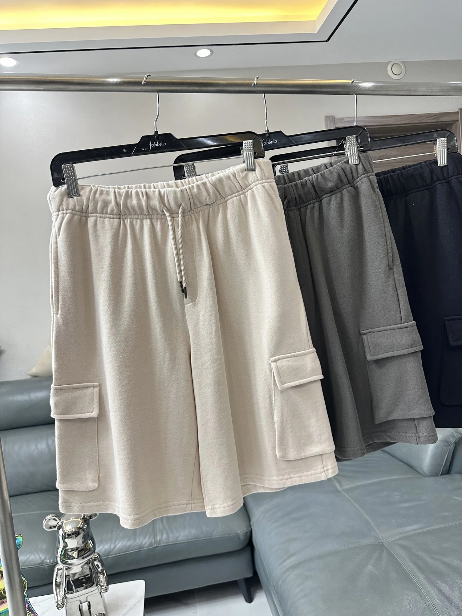 

High Street Style Men's Cotton Knitted Shorts Casual Summer Leisure Workwear Sporty Design Multi-Pocket Trendy Five-Quarter L...