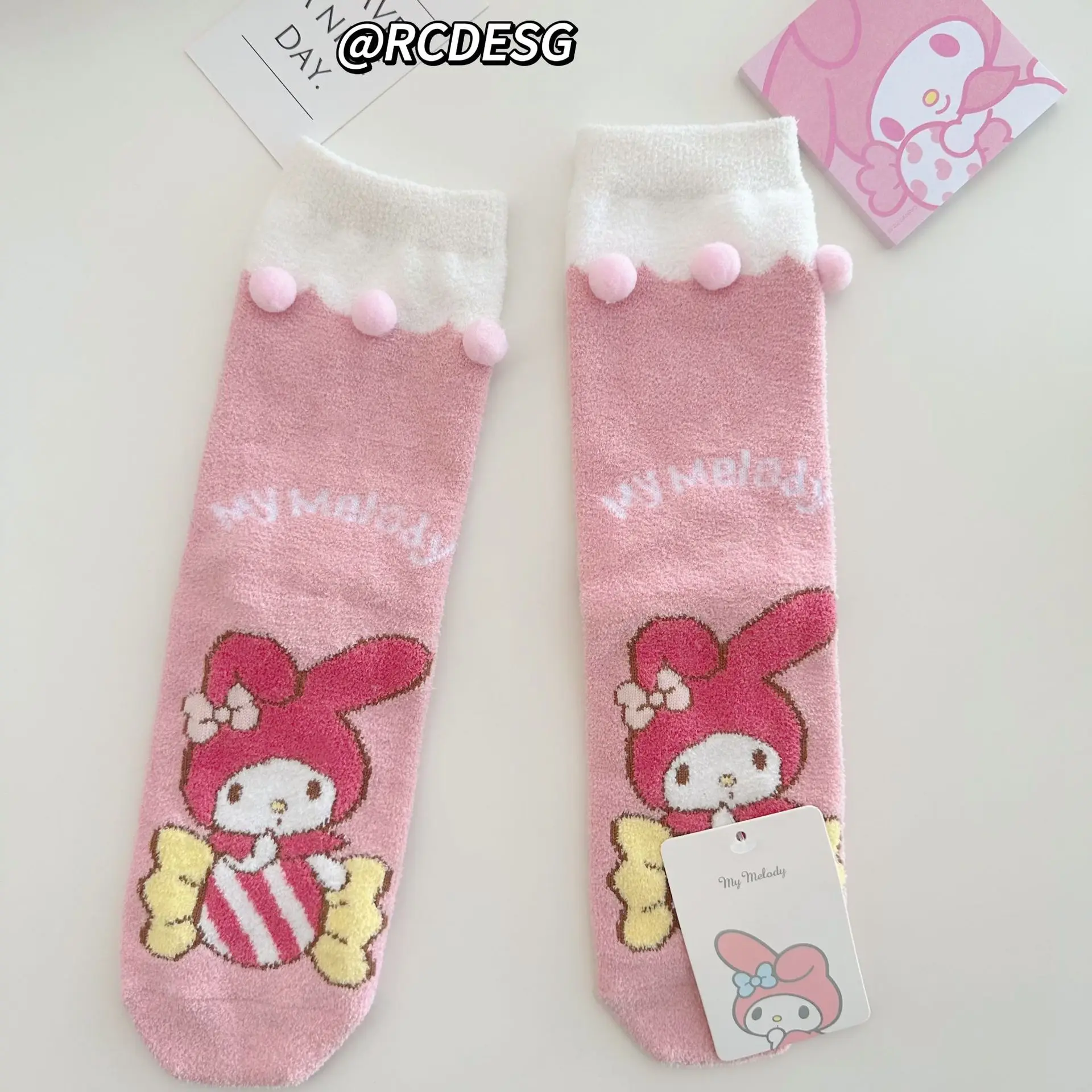 Kawaii Sanrio Pluche Sokken Cartoon Cinnamoroll Kuromi My Melody Anime Sockings Herfst/Winter Vloer Zachte Ademende Sokken Voor meisje