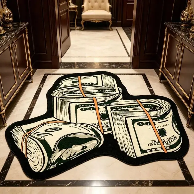 VIKAMA Money Bundles Funny Area Rug for Bedroom Floor Mat Cute Cartoon Cozy Plush Aesthetic Snug Washable Home Decor