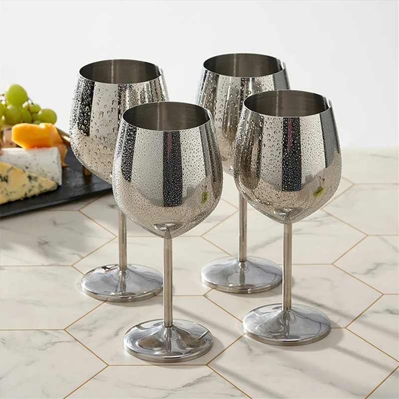 Stainless steel wine glasses 18oz set/4pcs stemware,for parties,offices,weddings,anniversaries,suitable for red and white wine