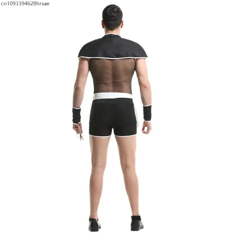 남성 섹시 메쉬 사제 코스프레 유니폼 세트 게이 바 역할극 목사 부활절 카니발 할로윈 공연 댄스 의상
