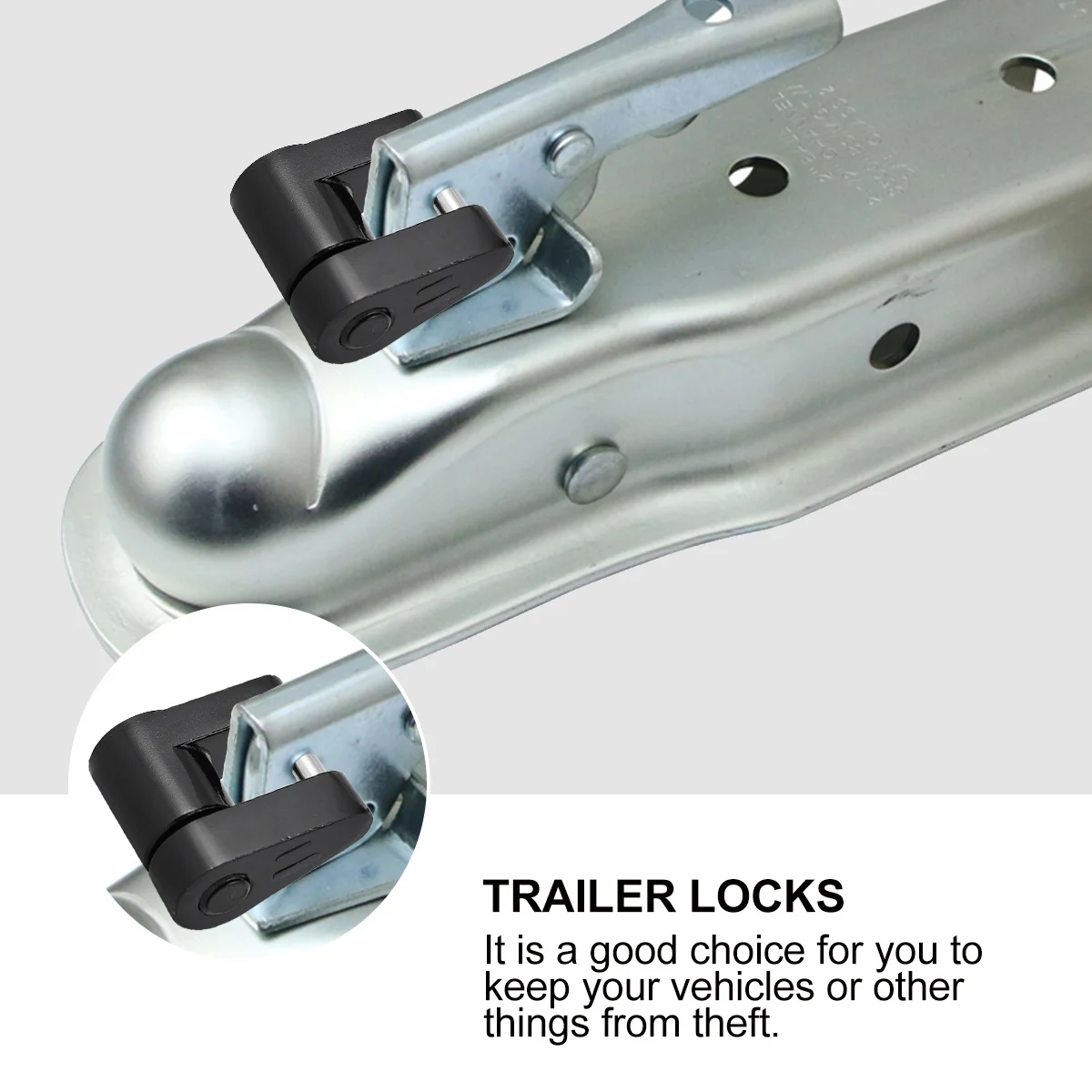 

Trailer Tongue Coupler Lock 1/4-Inch Zinc Alloy Heavy Duty Theft Deterrent Lock For Latch Type Couplers 3/4-Inch Span Screw Key