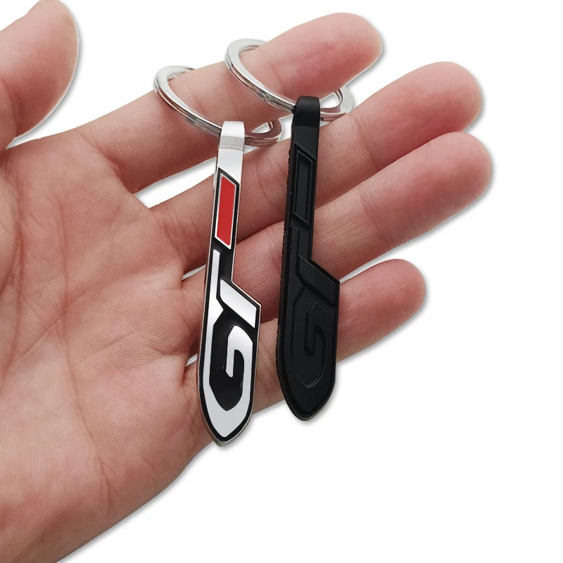 Metal Car Keychain Badge Emblem KeyRing For Peugeot GT 206 208 207RC CC 308 GT RCZ 308 508 406 2008 3008 5008 Car Accessories