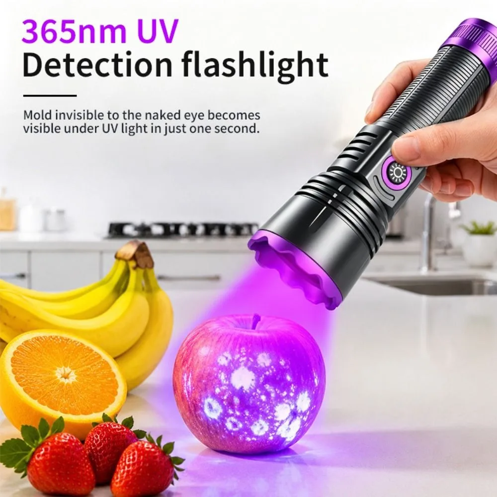 Longwave 365nm UV Flashlight Shortwave Rechargeable Blacklight LED Flashlight LED ABS UV Flashlight Lamps Resin Curing