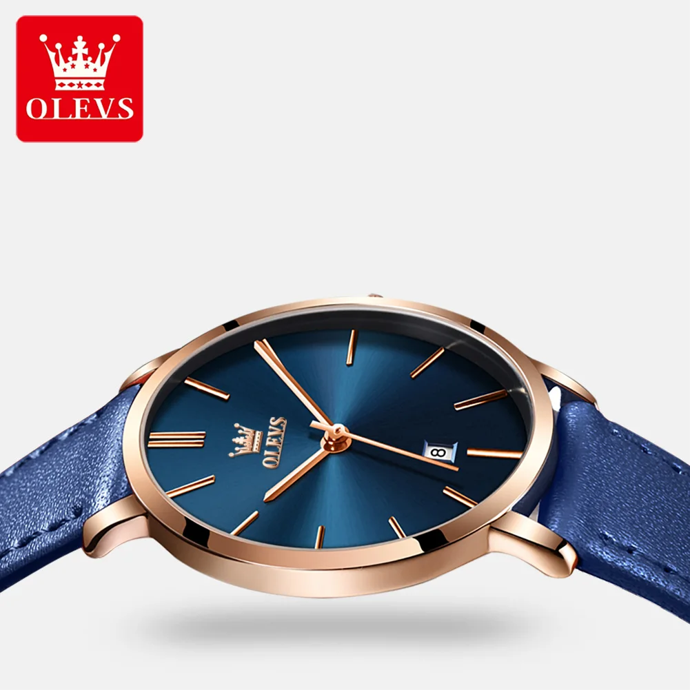 OLEVS-relojes de cuarzo ultrafinos para mujer, accesorio de marca superior de lujo, con correa de cuero, resistente al agua