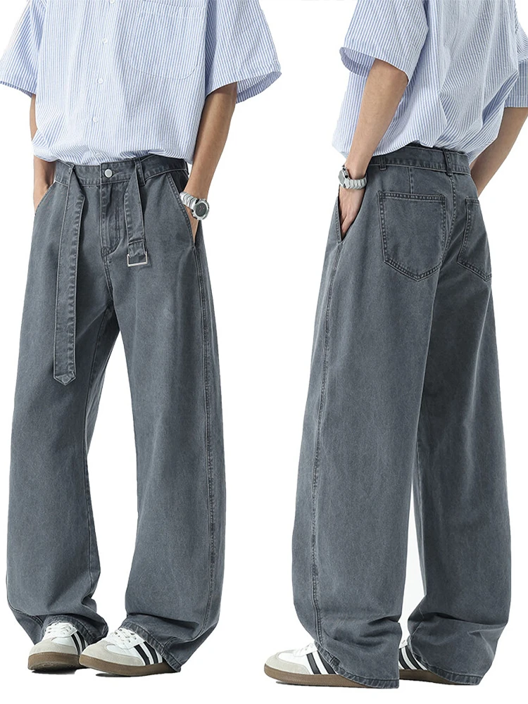 

Мужские джинсы Waed в винтажном стиле, летние, американские ретро, свободные, широкие, тонкие, с высокой талией, прямые, повседневные, из денима