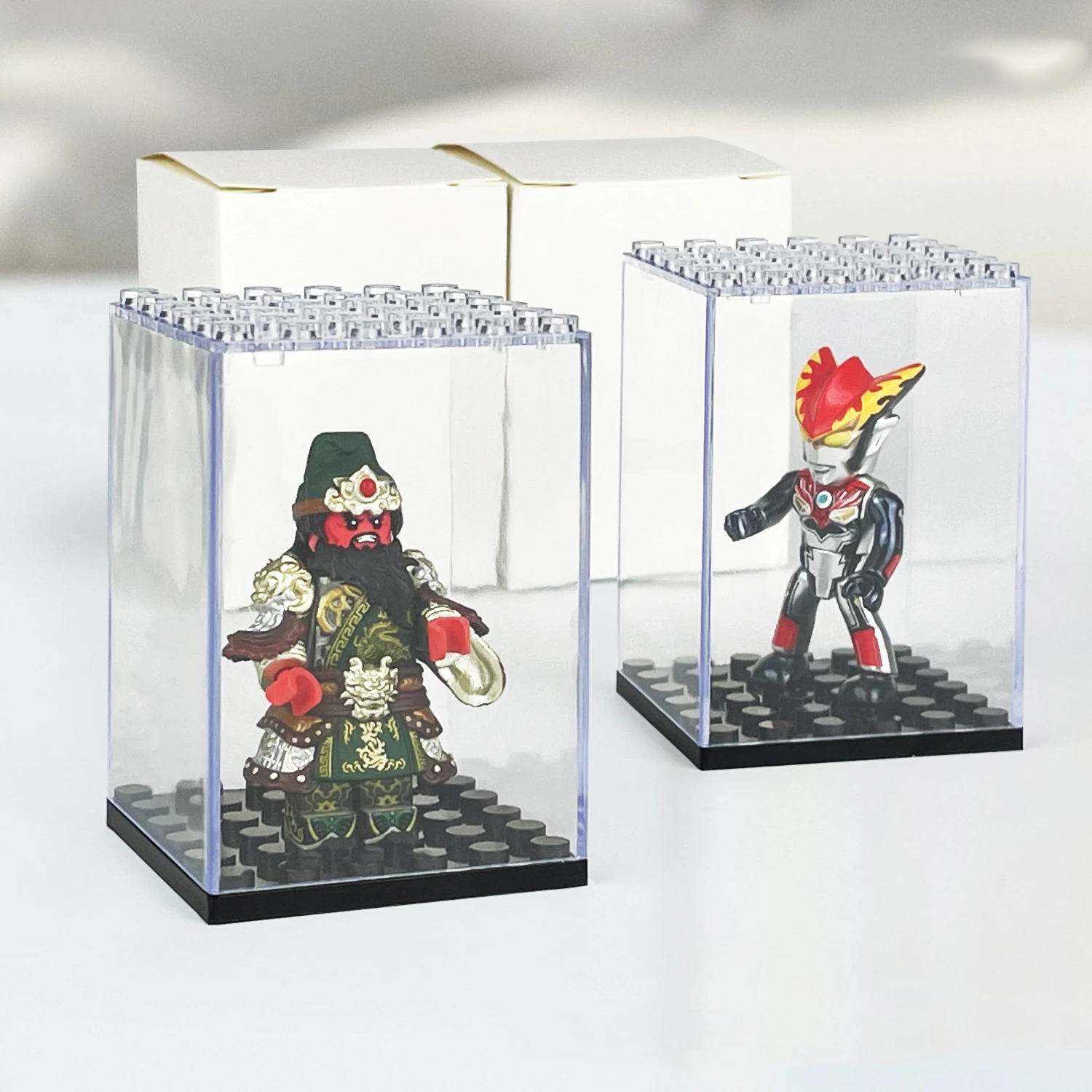 Minifigures Acrylic Display Case Action Figure Building Block Display Box Stackable Storage Case for Toys Collectibles Models