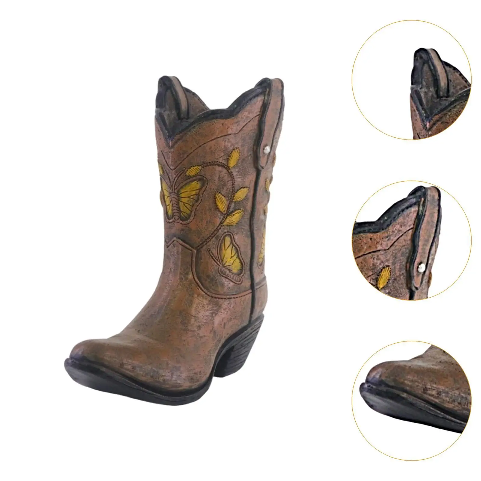 Wazon w kształcie kowbojskich butów do aranżacji kwiatowych, donica z żywicy, dekoracja wnętrz, na stół.