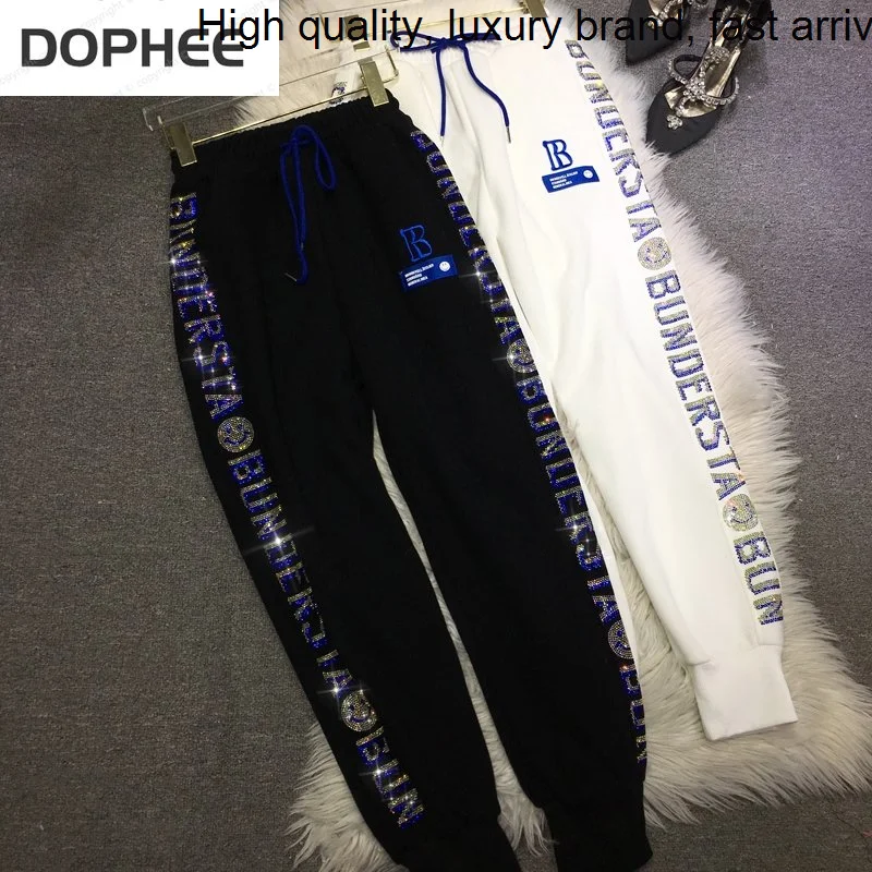 

Hot Dilling Luxury Alphabet Students Sweatpants Autumn Winter All-match Casual Long Trousers Elastic Waist Bind Feet Sport Pants