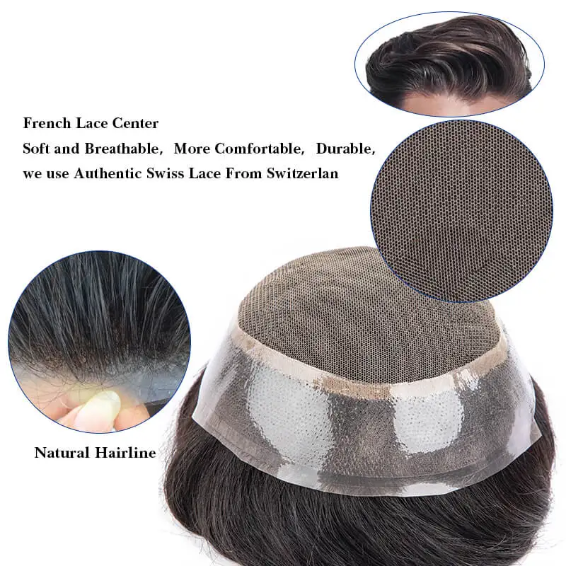 Australia Toupee Men Lace PU Base Male Hair Prosthesis Wig For Men  Breathable Men's Wig Capillary Prosthesis Replacement System