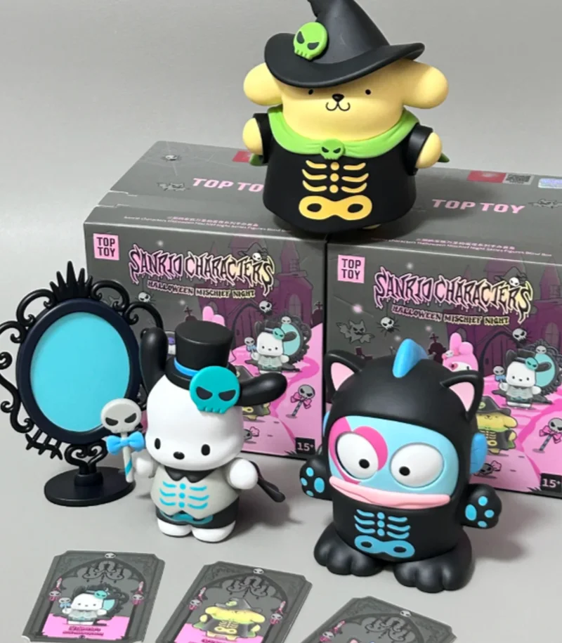 Kuromi and Badtz-Maru Halloween Trick-or-Treat Series Trendy Toy Model Blind Box Figure Decoration Gift for Boys and Girls