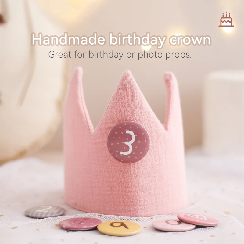 Baby Birthday Party Hat Set Princess Crown Headband Toys Banner Cake Birthday for Kids Party Photography Props 1-9 Years Gifts