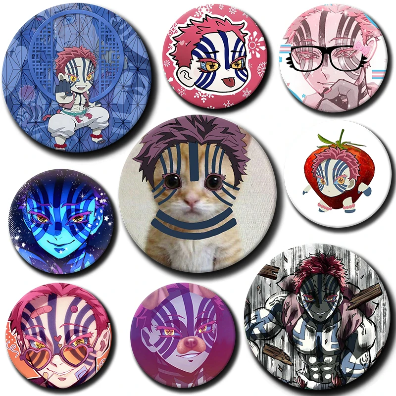 

58mm Cartoon Character Akaza Soft Button Pin Badge Anime role Akaza Brooch Creative Badge for Backpack Clothes Decoration Gift