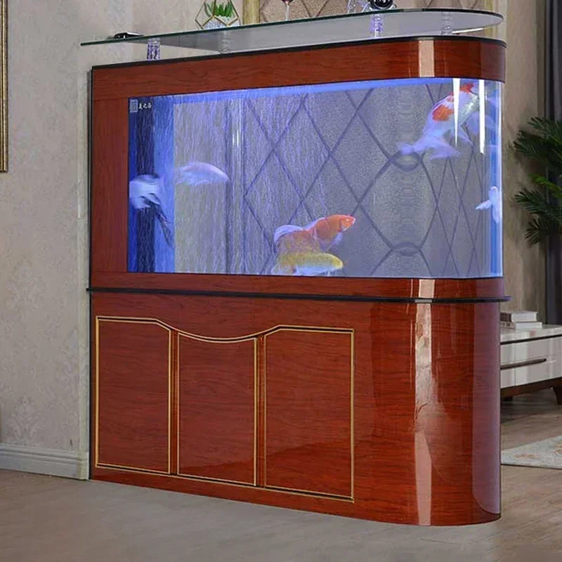 Fish Tank Living Room Home Bottom Filter Floor Screen Hallway Fish Globe Aquarium