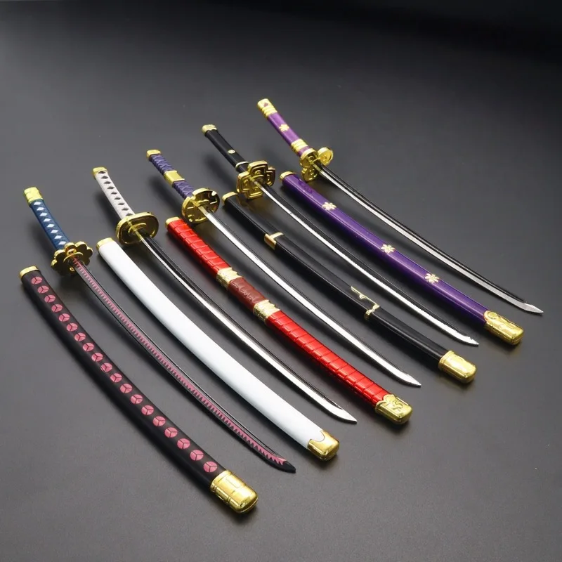 9.4in/24cm Roronoa Zoro Katana Anime Metal Zoro Three Piece Sword Ninja Knife Blade Mini Japanese Katana Samurai Sabre Sword