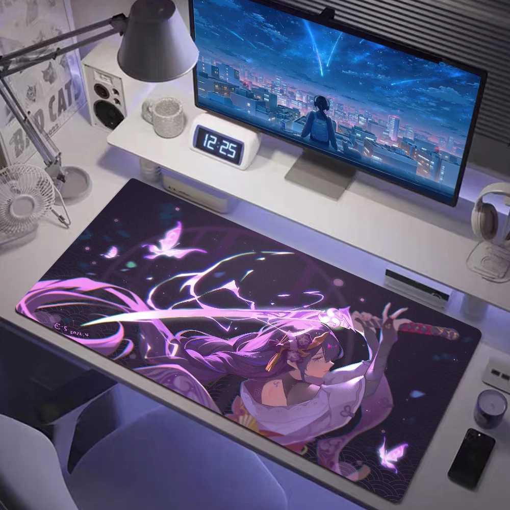 Many people like it Genshin Impact Raiden Shogun Big Gaming Mouse Pad Large HD Printing Computer Desk Locking Edge Keyboard Pad