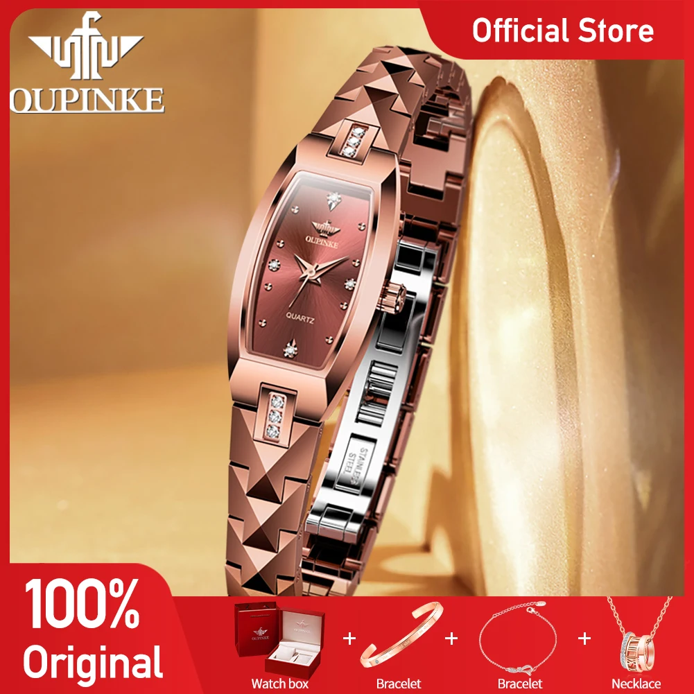

OUPINKE 3242 Watches For Women Luxury Elegant Tungsten Steel Automatic Mechanical Watch 50M Waterproof Ladies Watch Gifts Box