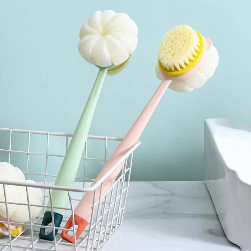 Double Sided Scrubbing Tool Bath Brush Long Handle Soft Fur Bath Brush Detachable Scrubbing Towel Strong Back Rubbing