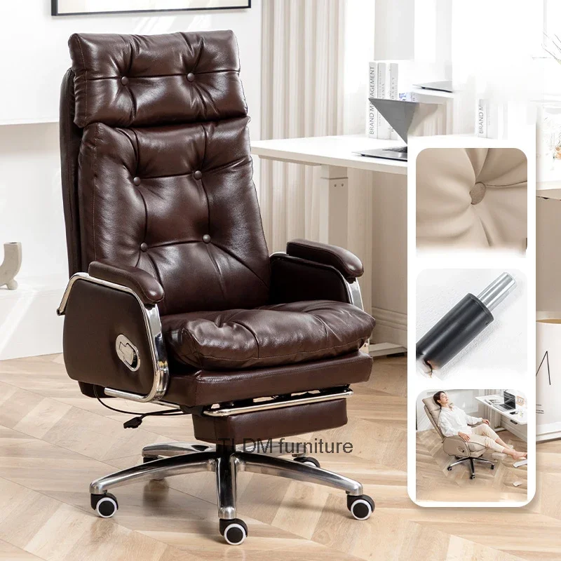 

Leather Floor Office Chairs Swivel Waiting Relaxing Designer Hand Armchairs Library Boss Cadeira Escritorio Office Furniture